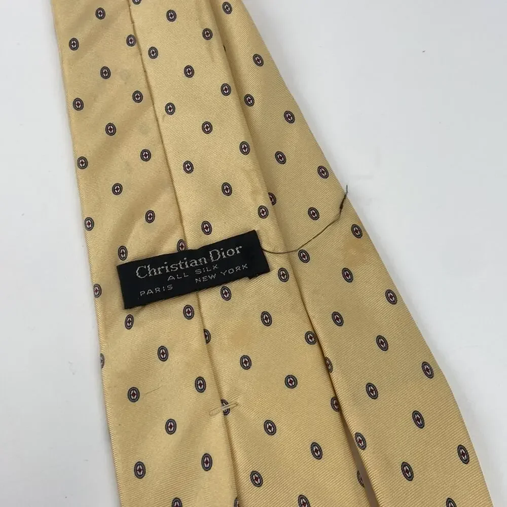 Vintage Dior yellow silk tie